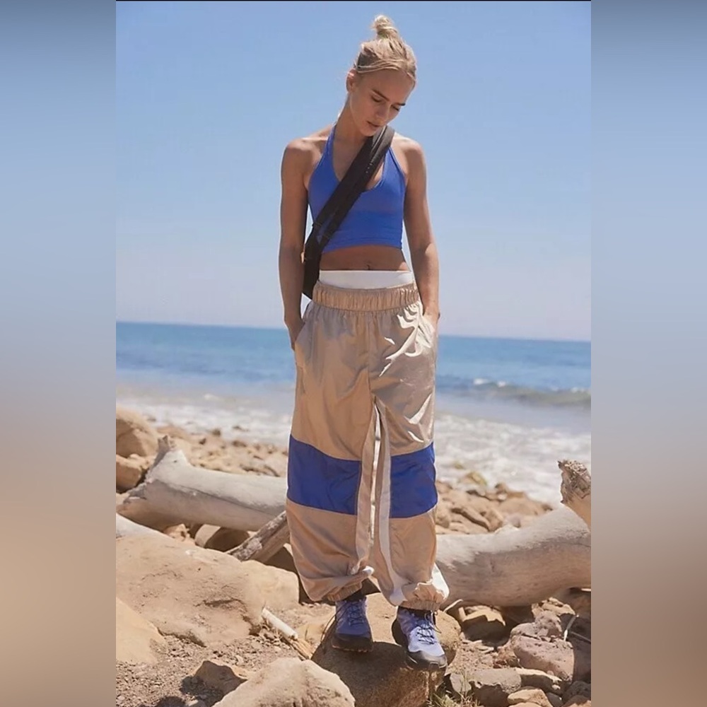FP Movement by Free People Beige and Royal Blue Colorblock Track Pants